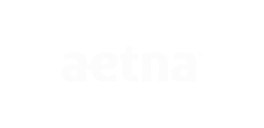 Aetna logo displayed in white on a black background, representing the health insurance and financial services company.