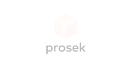 Prosek logo featuring a minimalist design with a hexagonal shape and modern typography, representing a professional brand identity.