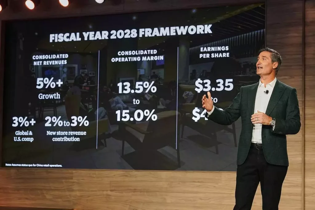 Starbucks Chairman and CEO Brian Niccol speaks during the Starbucks Investor Day event, in New York, Thursday, Jan. 29, 2026. (AP Photo/Richard Drew) Starbucks Chairman and CEO Brian Niccol speaks during the Starbucks Investor Day event, in New York, Thursday, Jan. 29, 2026.