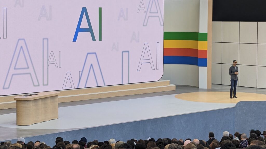 Google chief executive Sundar Pichai speaks during the tech titan’s annual I/O developers conference on May 14, 2024, in Mountain View, California. Google on Tuesday said it would introduce AI-generated answers to online queries made by users in the United States, in one of the biggest updates to its search engine in 25 years. (Photo by Glenn CHAPMAN / AFP)
